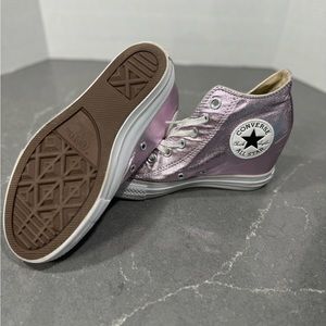 Converse CTAS Lux Mid Hidden Wedge Metallic Pink Shoes size 8